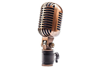 Vintage microphone isolated on a transparent or white background. Generative AI