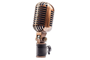 Vintage microphone isolated on a transparent or white background. Generative AI