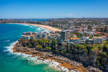 Obraz premium Drone aerial view over Queenscliff and Manly Northern Beaches