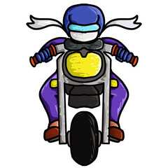 Cartoon illustration design of people riding a motorcycle