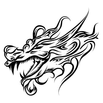Dragon head tribal tattoo illustration