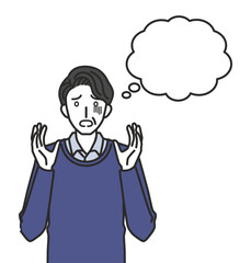 何かに怯えるおじさん