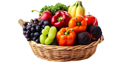 Assorted organic vegetables and fruits in wicker basket isolated on white background.00 × 3500 px) - 1
