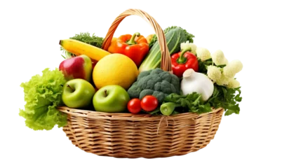 Foto op Aluminium Assorted organic vegetables and fruits in wicker basket isolated on white background.00 × 3500 px) - 1 ©  Anamul509
