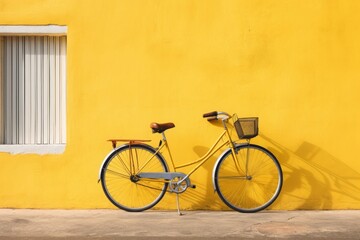 Colorful house on the island of Burano with a bike near the entrance Generative AI