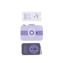 camera,air ticket,plane ticket,passport,travel concept illustration
