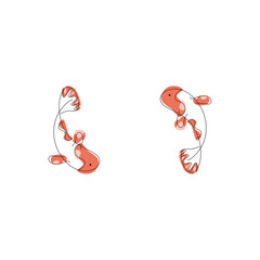 Koi fish,Fancy carp fish minimal illustration hand drawn