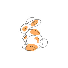 Rabbit with minimal line art illustration,hand drawn