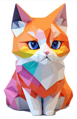 Cute cat 3D illustration vector low poly art celebrating cat day