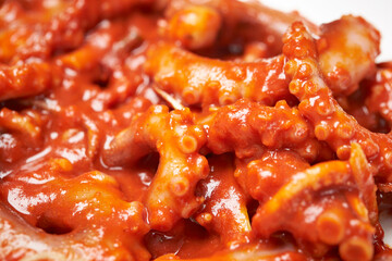 Spicy stir-fried octopus, Korean food 