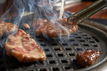 Grilled Pork Shoulder on the grill 