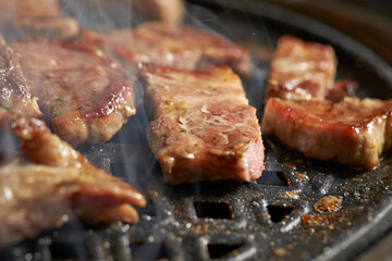 Grilled Pork Shoulder on the grill	