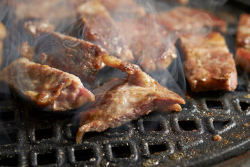 Grilled Pork Shoulder on the grill	