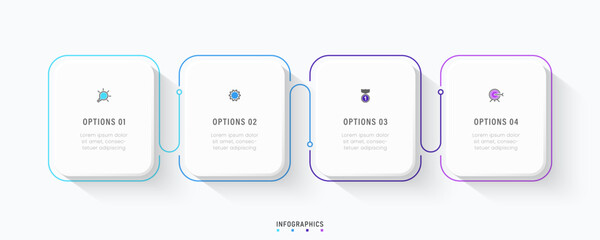 Vector Infographic label design template with icons and 4 options or steps. Can be used for process diagram, presentations, workflow layout, banner, flow chart, info graph.