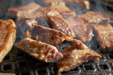 Grilled Pork Shoulder on the grill	