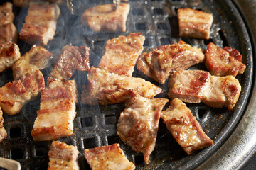 Grilled Pork Shoulder on the grill	