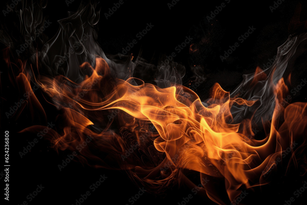 Poster a close-up of sparks and flames on a black background creates an abstract texture of energy and inte