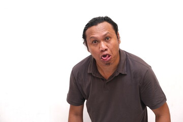 asian man with mocking facial expression