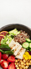 Summer buddha bowl, healthy and balanced food.