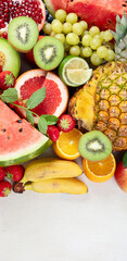 Fresh fruits. Juicy fruits variety natural nutrition.