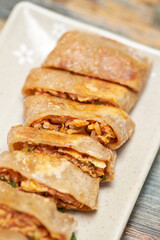 Buckwheat Crepe, Buckwheat pancake on a plate 