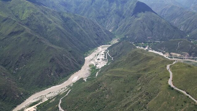 Chicamocha National Park aerial view of the canyon in andes Colombia mountains landscape