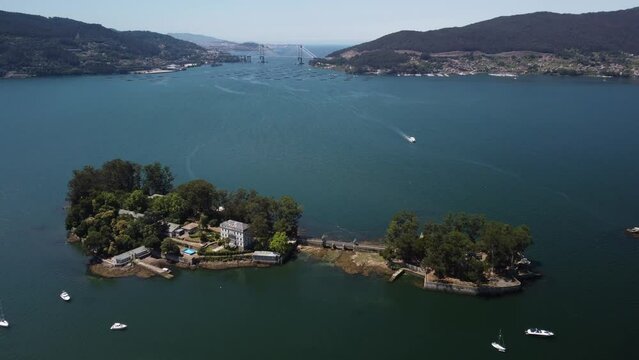 Isla San Simon Ria de Vigo Rande Bridge drone footage