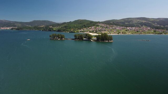 Isla San Simon Ria de Vigo drone footage