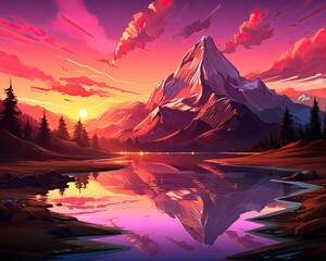 The image portrays a mountain range with cloudy skies. (Generative AI)
