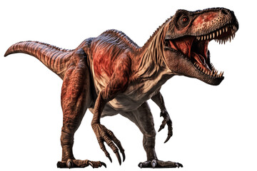 T-Rex dinosaur isolated on transparent background. Ai generated.