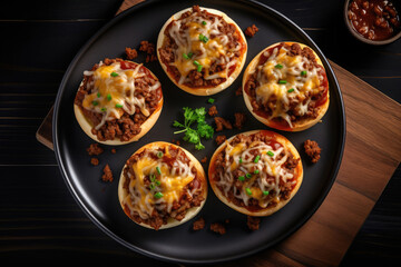 Sloppy joe cups with ground beef, onion and cheese