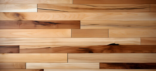 Brown wooden strip parquet maple texture background Generative AI