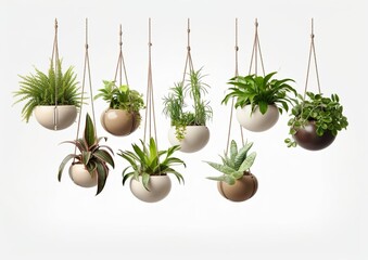 Collection of beautiful plants hanging in various
