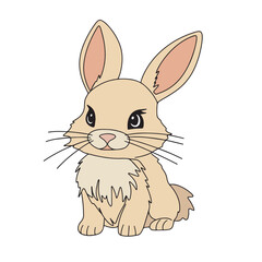 Cute Rabbit cartoon character. Isolated on white background. Happy Easter bunny vector illustration.