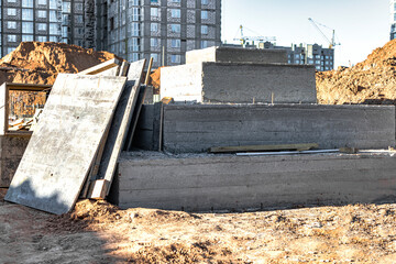 Monolithic reinforced concrete foundation for the construction of a residential building. Rostverk...