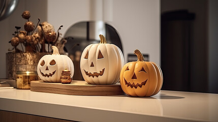 halloween pumpkins on a table