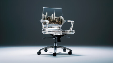  Office chair against the cityscape (double exposure)