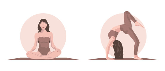 A woman in the lotus position. Yoga, meditation. Vector illustration