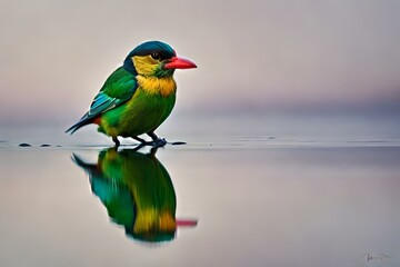 colorful bee eater, beautiful bird, bird in water
