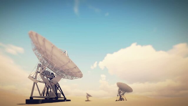 Deep Space Antenna in desert animation