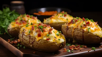 Gordijnen Baked potatoes with cheese © Hassan
