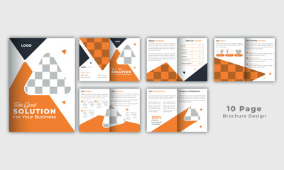 10 pages bifold brochure design template, for your business company,