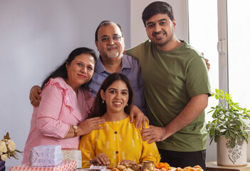Happy Indian family celebrating Raksha Bandhan