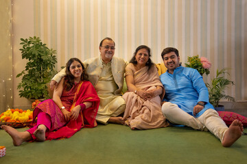 Happy family celebrating Raksha Bandhan together at home