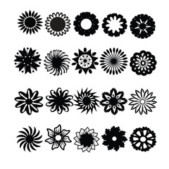Flower icons silhouette