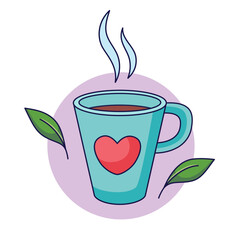 Reusable ceramic mug. Sustainable lifestyle, zero waste, ecological concept. Vector illustration in cartoon style. Recycling, waste management, ecology, sustainability.