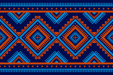 Carpet tribal pattern art. Geometric ethnic seamless pattern traditional. American, Mexican style. Design for background, wallpaper, illustration, fabric, clothing, carpet, textile, batik, embroidery.