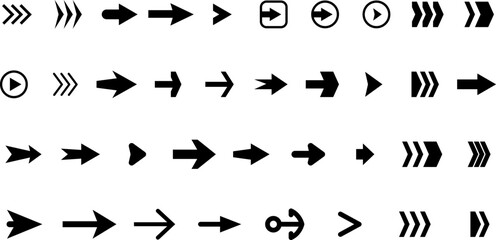 Fototapeta na wymiar Arrows set. Arrow icon collection. Black vector arrows isolated on white. Arrow vector icon flat style isolated on white background.