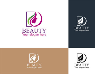 Luxury gradient beauty woman logo and business card design vector template. Logo can be used for icon, brand, identity, spa, feminine, and business company