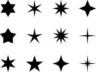 Star icons. Sparkles, shining. Vector star symbol isolated on white background